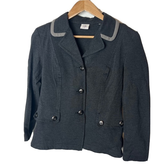 CAbi Ponte Knit Crew Blazer Small Dark Gray Long Sleeve Button Jacket #3030 - Picture 1 of 4
